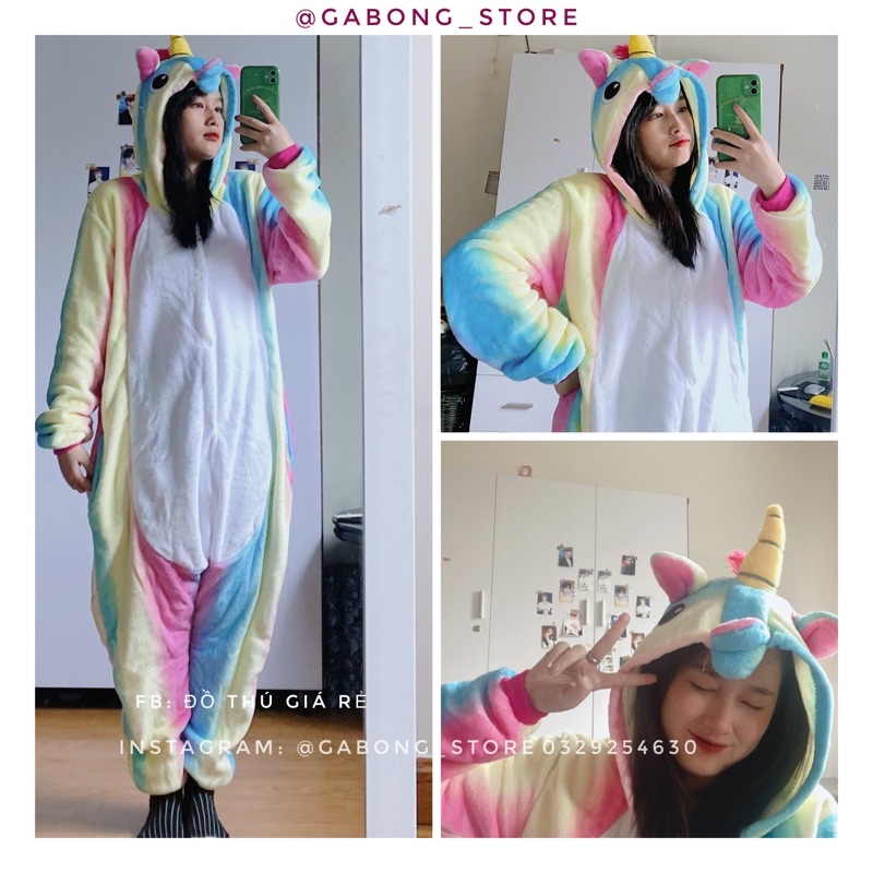 🦄 ẢNH THẬT 🦄 set bộ đồ thú bông kỳ lân cầu vồng pastel unicorn