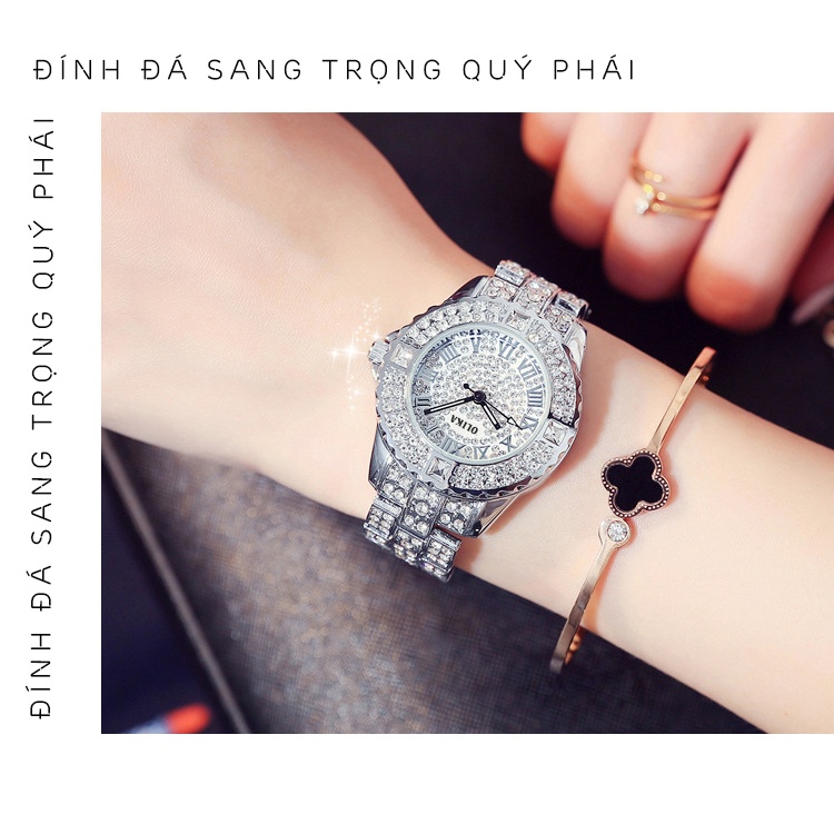 Đồng hồ nữ OLIKA 8040 Nhật Bản Đính Kim Cương, Hàng Loại 1, Mạ màu Siêu Đẹp