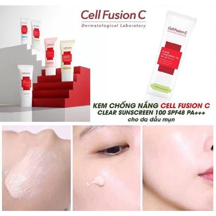 Kem chống nắng Cell Fusion C Clear Sunscreen 100 SPF 50+/PA++++ Control Oil & Sebum 50ml