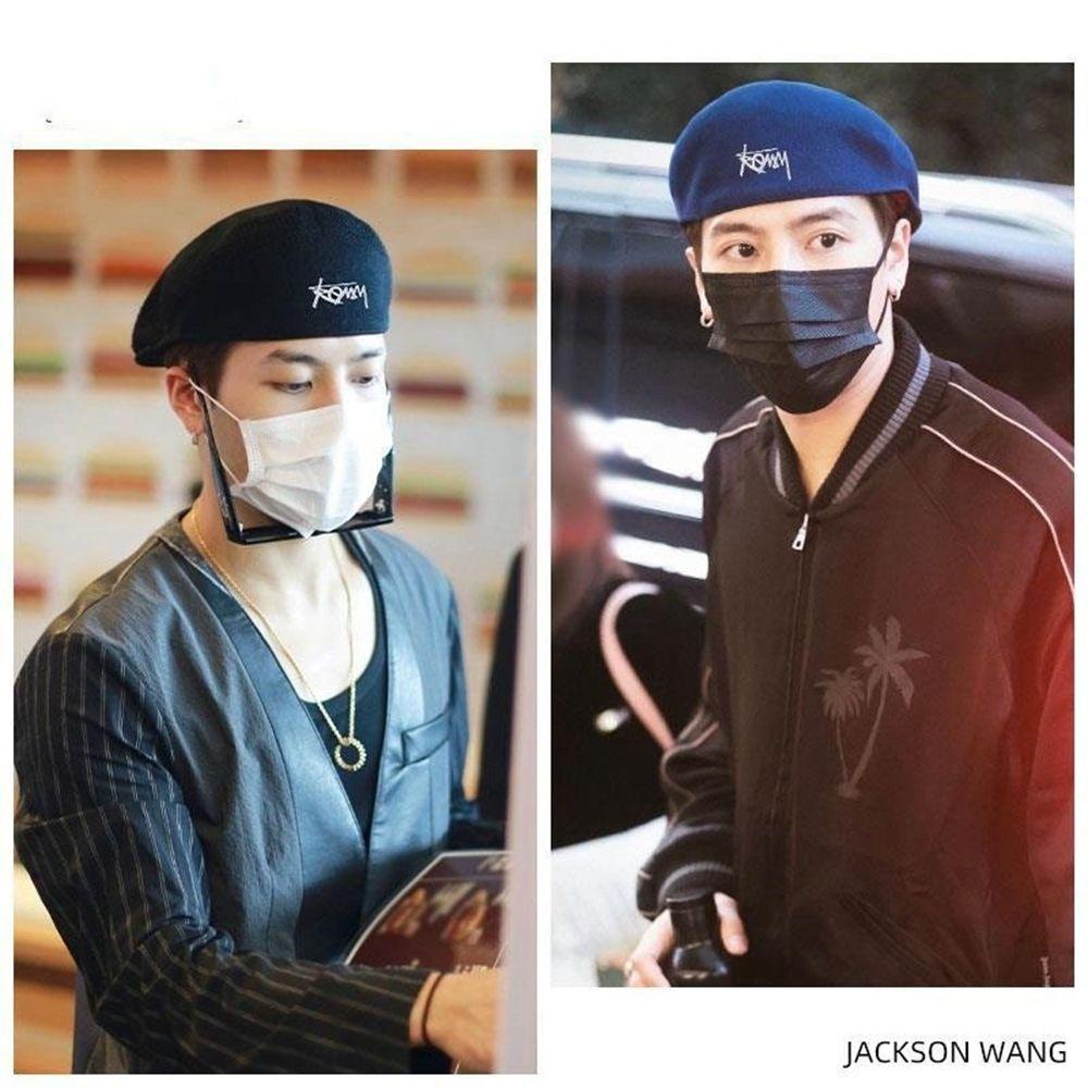 Mũ Beret Dệt Kim Phối Lưới In Chữ Phong Cách Hàn Quốc Thời Trang Thu Đông