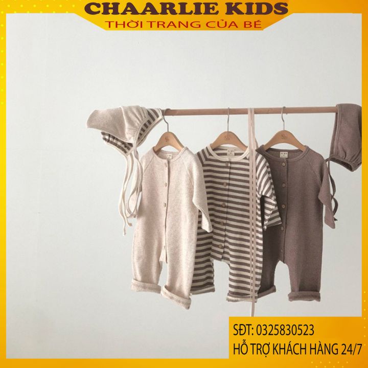 Set Nỉ Thu Đông 3 Mẫu Body Mũ Sơ Sinh Cho Bé Trai Và Bé Gái Từ 3 Đến 13 Kg Chaarlie Kids