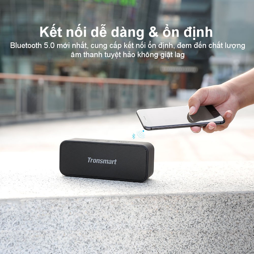 Tronsmart Element T2 Plus Loa Bluetooth 5.0 ngoài trời chống thấm nước IPX7 20W chơi nhạc lên tới 24 giờ