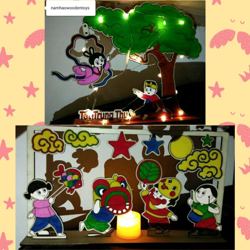 Quà trung thu sét lắp ghép tô màu rước đèn , chị hằng🎊 bé thỏa sức sáng tạo trang trí