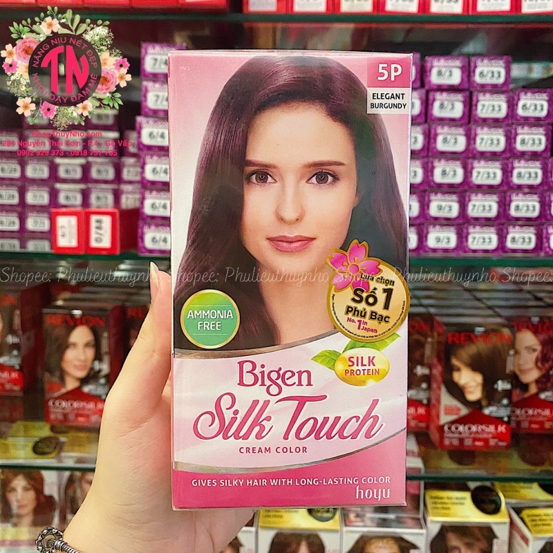 Thuốc Nhuộm Tóc Phủ Bạc Bigen Silk Touch Cream Color số 5P Elegent Burgundy (Đỏ Rượu Vang)