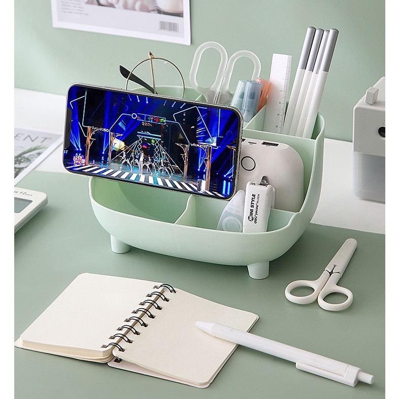 Kệ cắm bút và chứa đồ để bàn có kê điện thoại 9*13*Cao11cm KMH2 18008