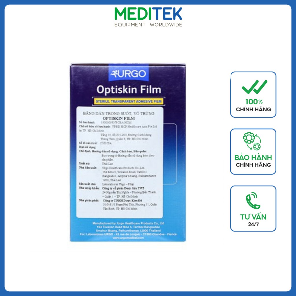 Băng vô trùng không thấm nước Optiskin Film 5.3cm x 8cm hộp 50 miếng, đạt tiêu chuẩn y tế