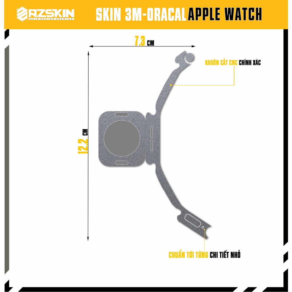Miếng Dán Skin Apple Watch Xám Nhám |SK_AWORC05| Chất Liệu Film Oracal Nhập Khẩu, Khuôn Cắt CNC Sẵn, Dễ Dán Tại Nhà