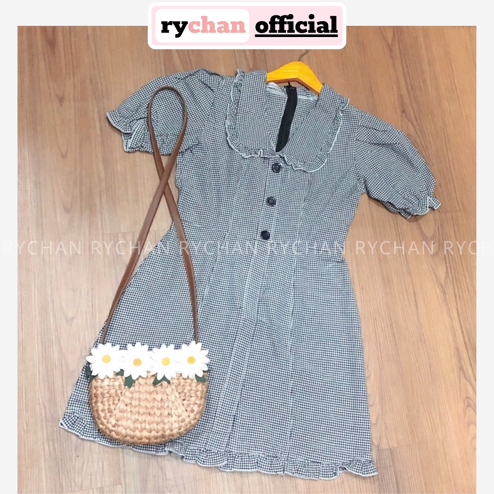 [ẢNH THẬT CUỐI] DX804 - Đầm Xòe Caro Cổ Bèo Viền Trắng 2 Màu