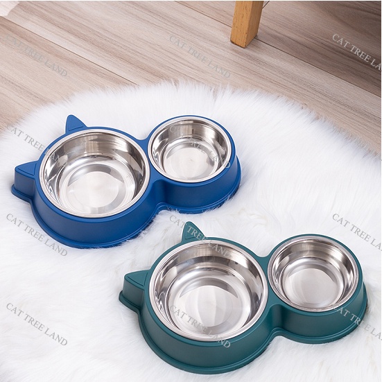 BÁT ĂN CHÓ MÈO, KÈM CHÉN INOX, CHỐNG TRƠN TRƯỢT, CHỐNG LẬT ĐỔ - KHAY ĐỰNG THỨC ĂN THÚ CƯNG