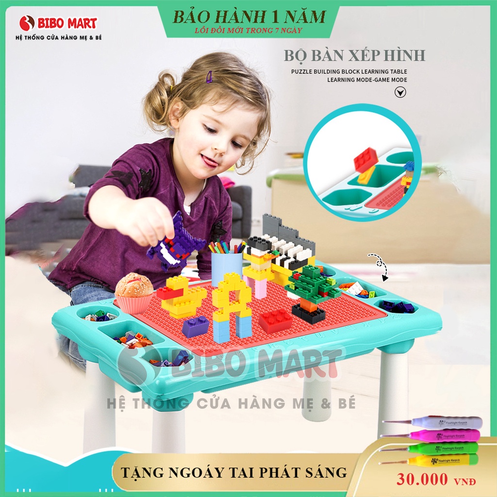 Đồ chơi trẻ em, Bàn chơi xếp hình đa năng cao cấp, bộ đồ chơi 100 – 300 chi tiết Learn Building Blocks