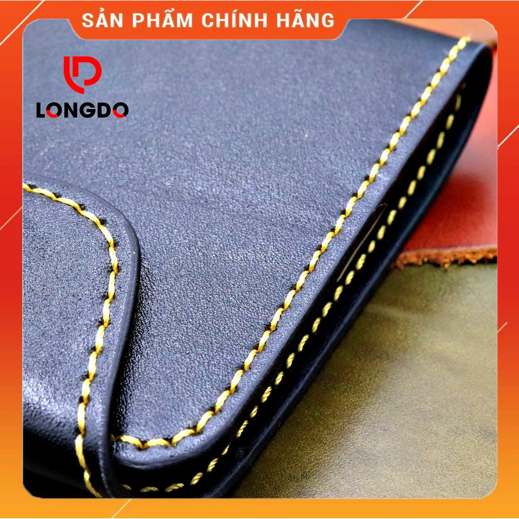 Ví Sen 5 Cao Cấp - Cam Kết 100% Da Bò Thật - Ví Mini Màu Đen Hàng Chính Hãng Thương Hiệu Longdo Leather