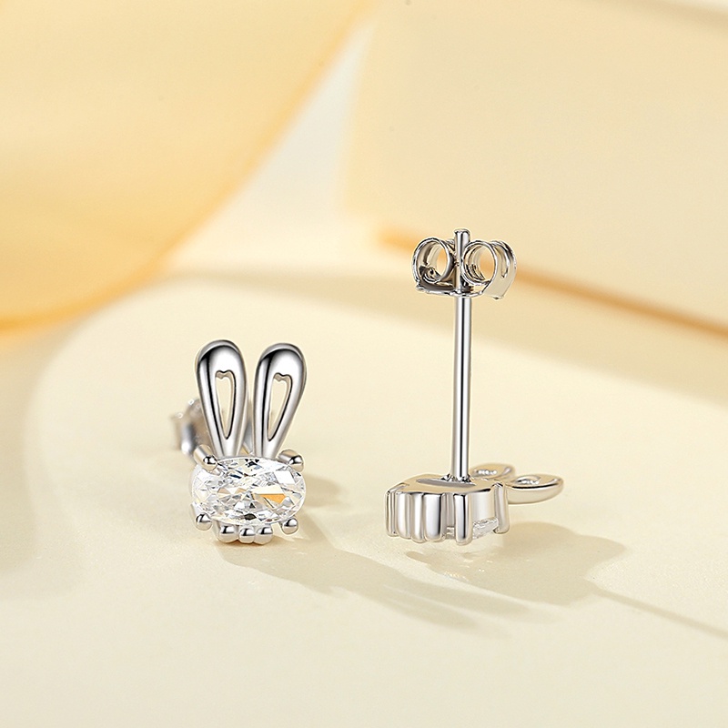 Khuyên Tai Bạc TQJ-KE230 Chất Liệu Bạc 925 Đính Đá Hình Thỏ Con Dễ Thương