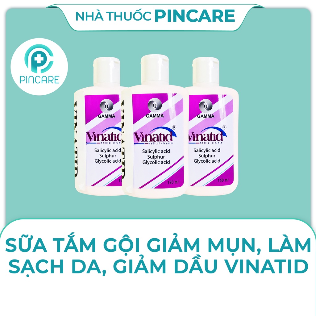 Sữa rửa mặt & Tắm gội Vinatid Gamma 150ml cho da mụn - Hàng chính hãng - Nhà thuốc PinCare