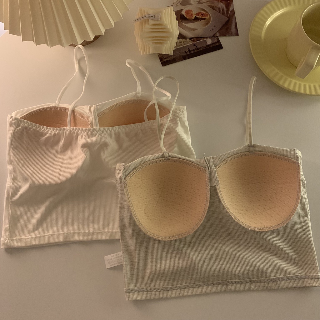 Xiaozhainv Áo croptop không tay dáng ôm thời trang Hàn Quốc cho nữ