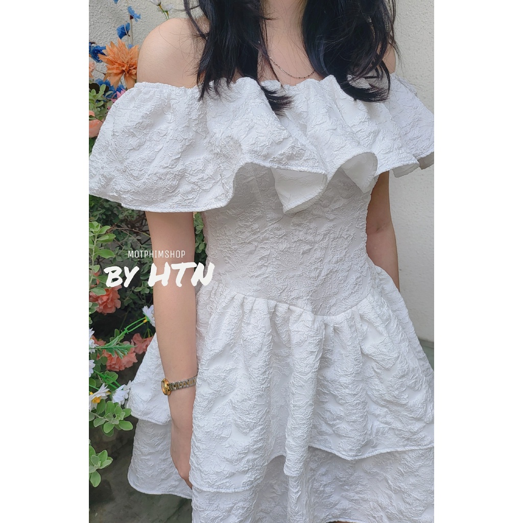 Đầm trễ vai xòe hai tầng, váy xòe YINA DRESS