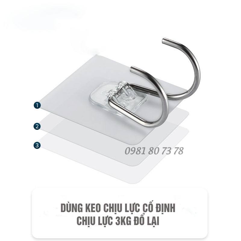 Móc inox dán tường 2 chân, Móc dán tường inox 304 siêu chắc không gỉ _Qdecor