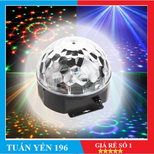 Đèn Led Pha Lê quả cầu xoay 7 màu cảm biến nháy theo nhạc, Chúc mừng năm mới - tết 2021 cổng DMX LED Magic Ball Light
