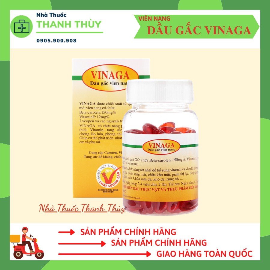 DẦU GẤC VINAGA-DHA [Chai 100 Viên] Giúp Tăng Cường Chống Oxy Hóa, Tốt Cho Não Bộ, Mắt, Da, Tóc, Tim Mạch Và Hệ Miễn Dịch