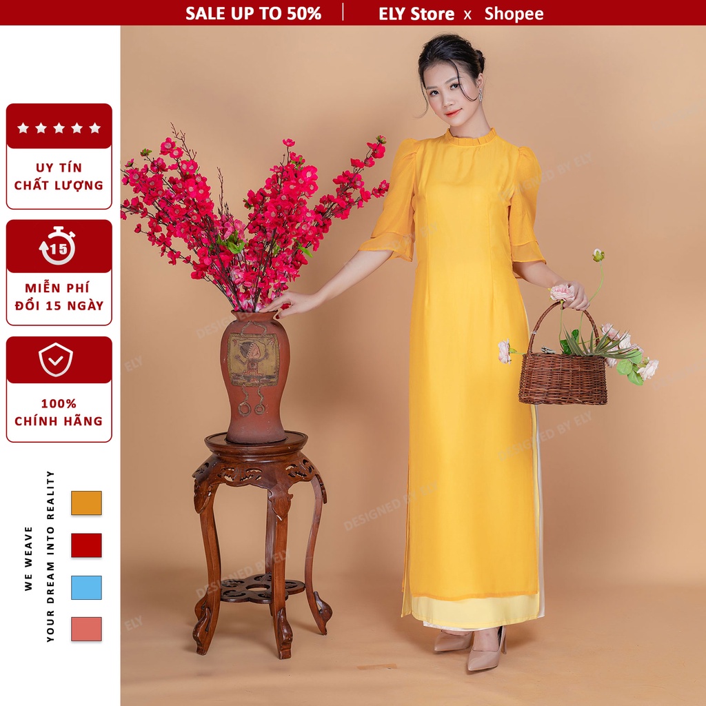 Áo dài cách tân nữ thời trang cách điệu ELY voan tơ cao cấp đổi trả 15 ngày