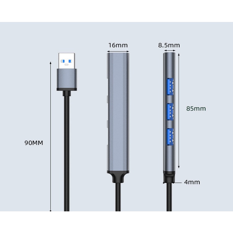 Bộ chuyển đổi Hub Type-C / Hub USB 4 trong 1 chia cổng cho Laptop / Macbook, Điện thoại, iPad