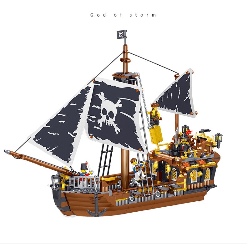 Lắp ghép Mô hình Pieares Pirate kingdom god of wind Compatible Boat The Corsair series Wanderer Tàu QL1800 1801
