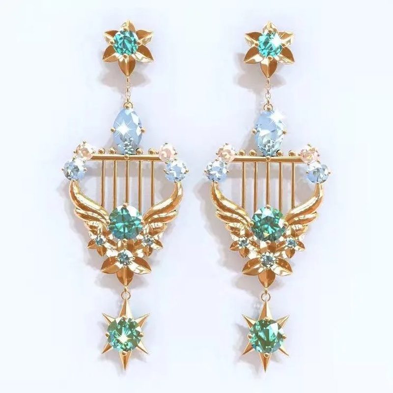 Hoa Tai Dáng Dài Mặt Hình Mona Zhongli Tartaglia Trong Game Genshin Impact Dành Cho Nữ