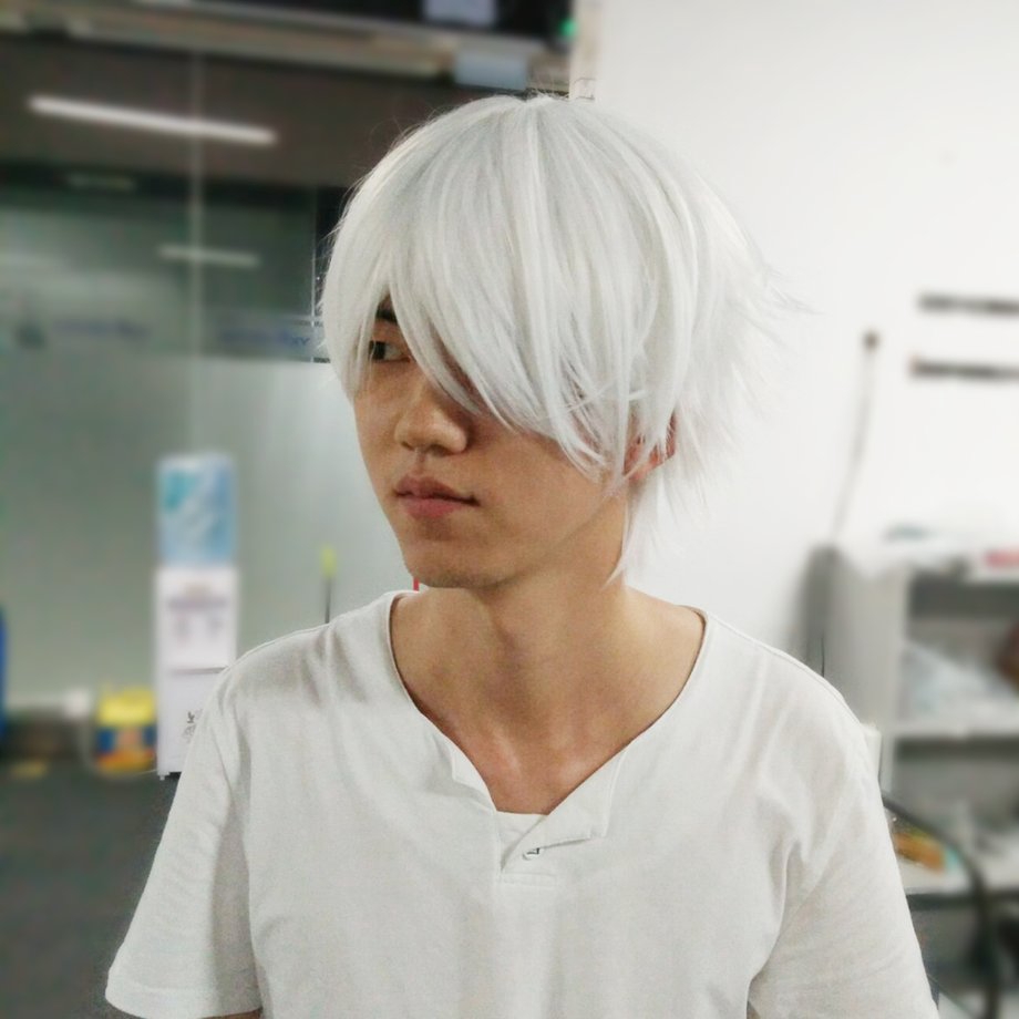Tóc giả nam Cosplay nhân vật Anime trắng