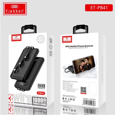 [ Sạc Dự Phòng ] Sạc Dự Phòng Chính Hãng Earldom PB41 Kèm Cáp Sạc Nhanh 10000mAh Sạc Dư Phòng Nhiều Thiết Bị