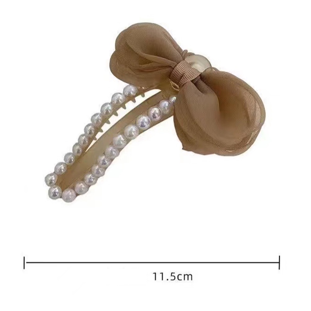 1 Kẹp Tóc Hình Nơ Lưới Đính Ngọc Trai Thanh Lịch Cho Nữ