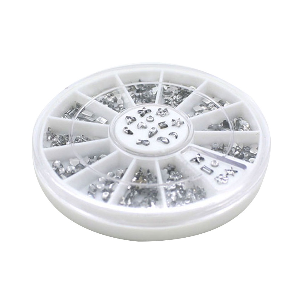 Hộp hạt đá dán trang trí móng tay nghệ thuật hình ngôi sao bông hoa trái tim lấp lánh