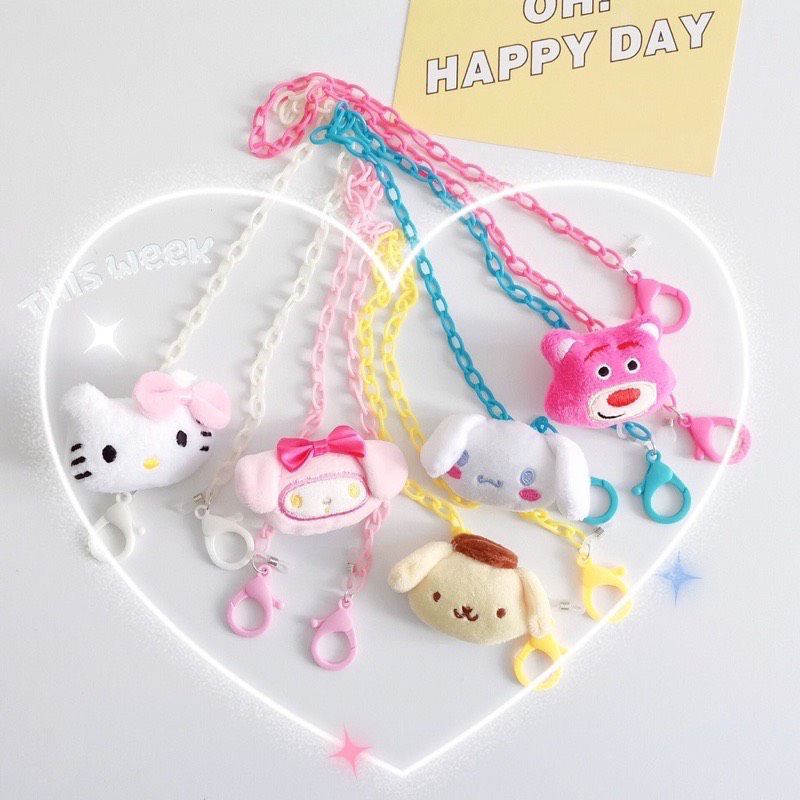 Dây đeo khẩu trang hình thú nhồi bông Gấu dâu dễ thương