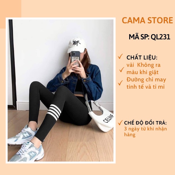 Quần legging 3 sọc nữ dài cạp cao bigsize nâng mông giá rẻ CAMA STORE QL231 | BigBuy360 - bigbuy360.vn