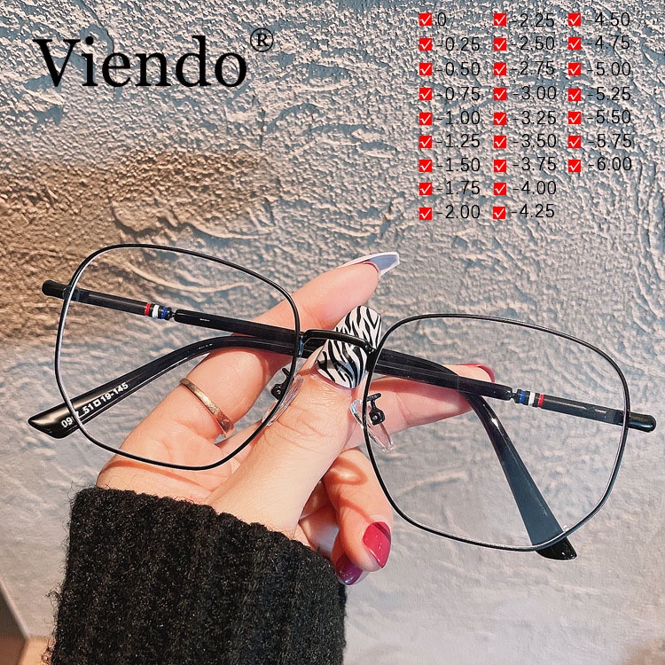 Kính cận VIENDO gọng kim loại chống ánh sáng xanh unisex Hàn Quốc 0~-6.00 độ (có cắt độ theo yêu cầu)