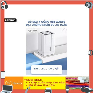 Củ sạc nhanh 4 cổng 3.4a remax rp-u43 best 3.4a - chính hãng - bảo hành 12 tháng