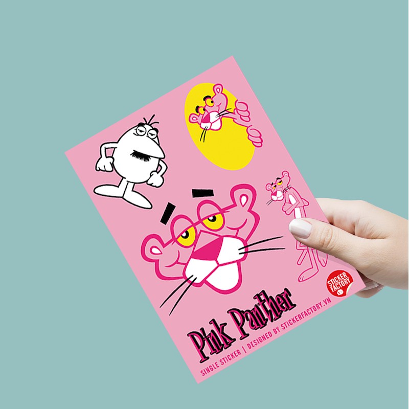 Sticker decal single hình dán lẻ STICKER FACTORY - Chủ đề Pink Panther Báo hồng