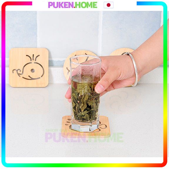 Miếng lót ly bằng gỗ, đế lót cốc, lót cốc gỗ chống trơn trượt bằng gỗ ép nhiều mẫu kích thước 9.5cm