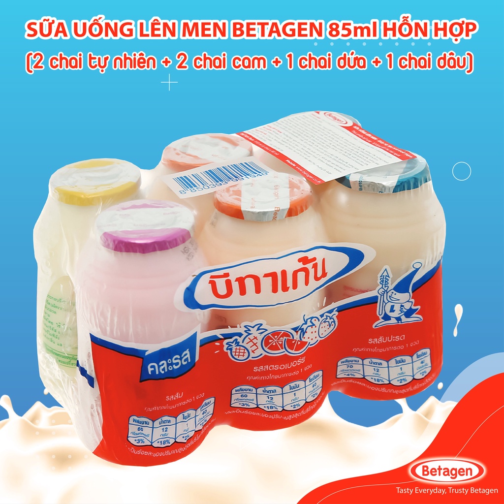 Sữa uống lên men BETAGEN - Set E (04 lốc 85ml hỗn hợp)