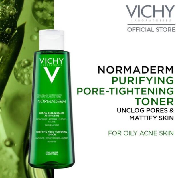 Nước Cân Bằng Se Khít Lỗ Chân Lông Dành Cho Da Dầu Mụn Vichy Normaderm Purifying Pore-Tightening Lotion 200ml