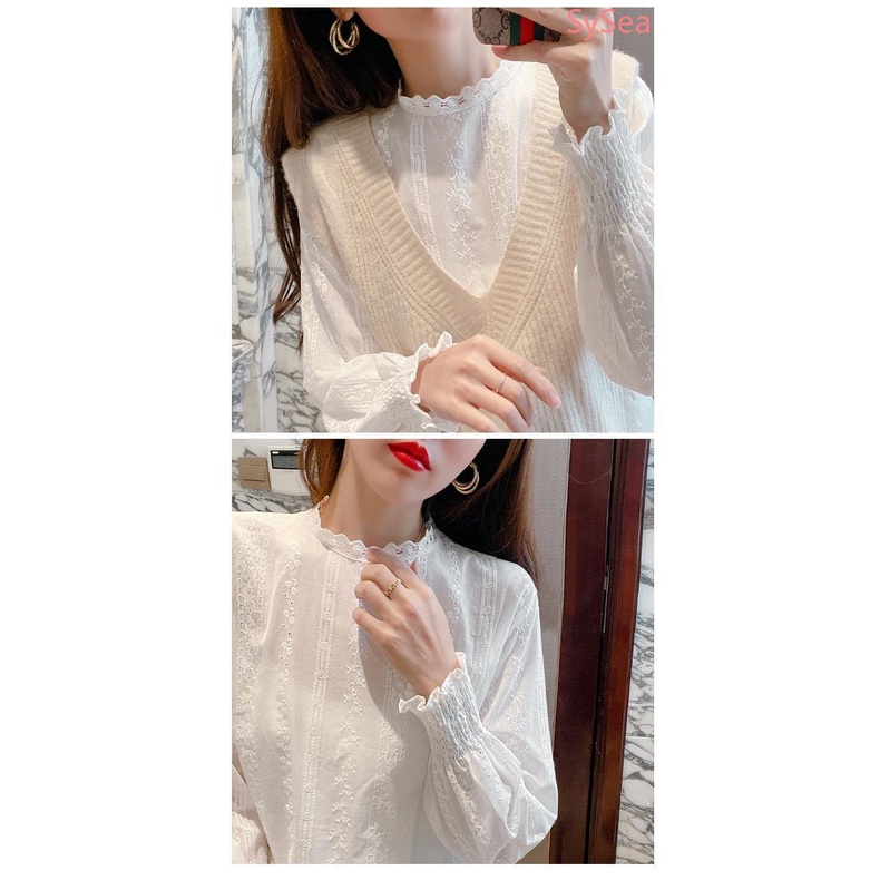 Áo Sơ Mi Phối Ren Plus size Thời Trang Mùa Thu Dành Cho Nữ