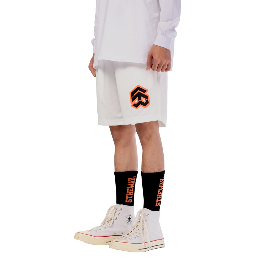 5THEWAY® /stroke/ BIG LOGO MESH SHORT™ in WHITE aka Quần Short Trắng
