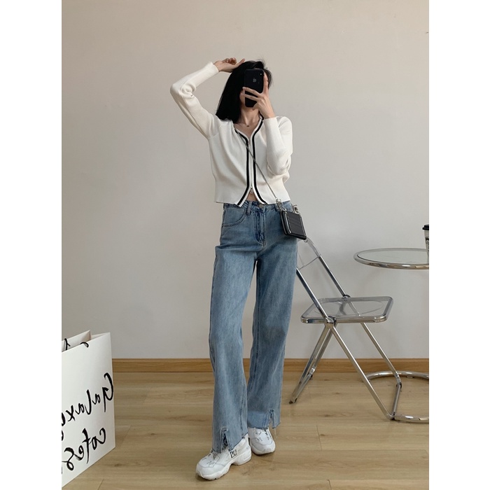 Áo khoác cardigan dệt kim tay dài dáng ôm phối khóa kéo thời trang cho nữ | BigBuy360 - bigbuy360.vn