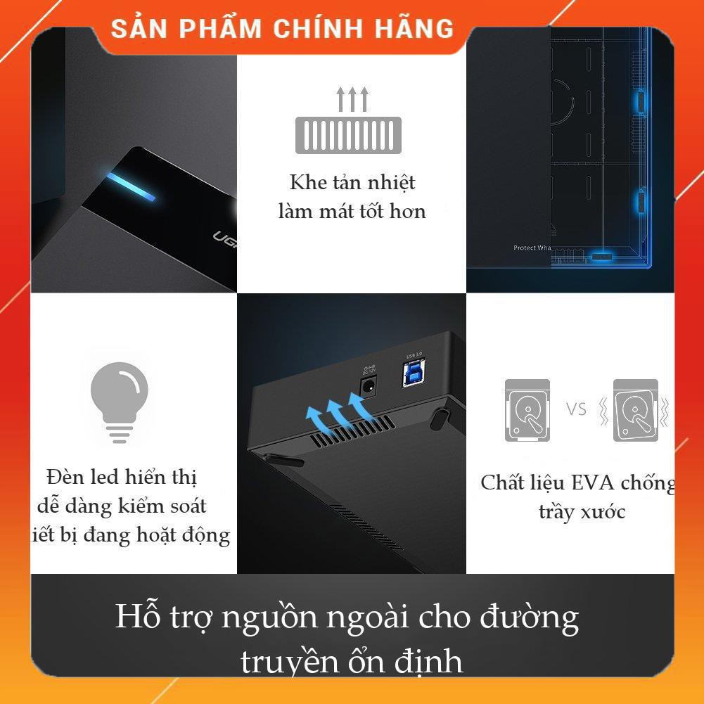 Vỏ Hộp đựng ổ cứng 3.5 inch Sata/USB 3.0 hỗ trợ 10TB UGREEN 50422 dailyphukien