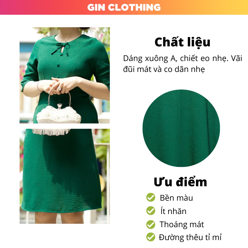 Đầm thiết kế trung niên, vải đũi thoáng mát và co dãn, đính nơ xinh / Đầm tặng mẹ, món quà tặng mẹ  BIGSIZE