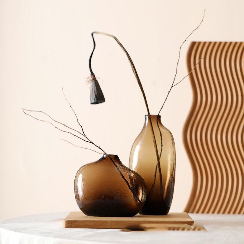 Lọ hoa thuỷ tinh NGHỆ THUẬT Timedecor bình hoa cao cấp trang trí nhà cửa