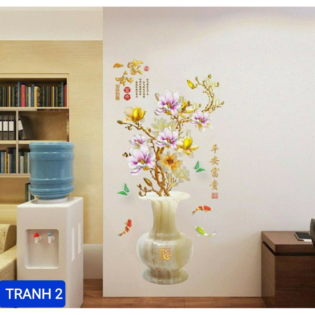 [12 Mẫu] Tranh Hoa 3D Dán Tường, Decor Nhà Cửa, Đẹp Như Tranh Vẽ