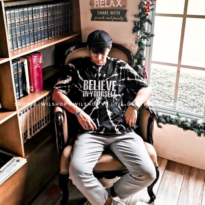 ÁO NHUỘM TIE-DYE / ÁO MÀU LOANG: BELIEVE IN YOURSELF - HAWAII - SURFING . ÁO THUN UNISEX THÁI LAN