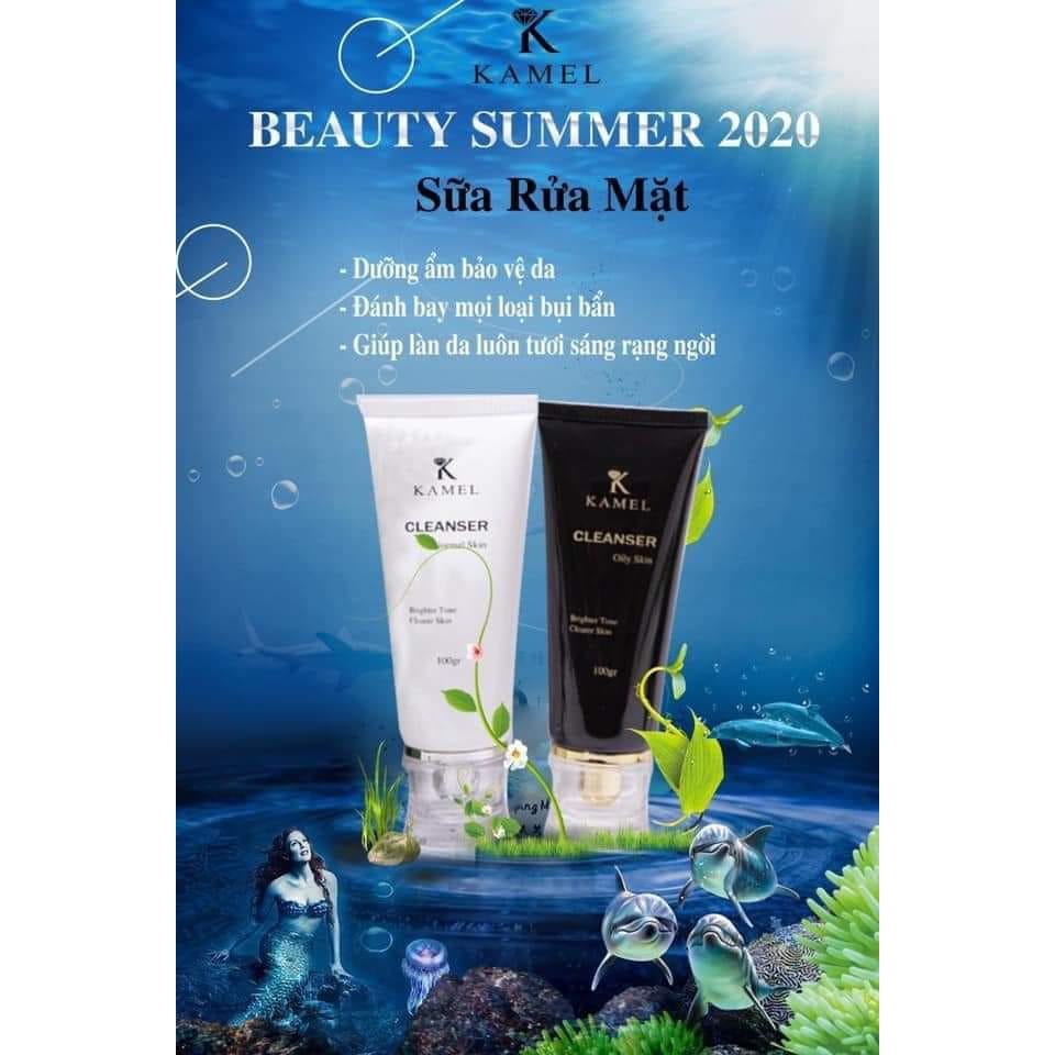Sữa rửa mặt xóa mụn dưỡng ẩm trắng da thu nhỏ lỗ chân lông cho cho da dầu mụn, da khô hỗn hợp100ml - Cleanser Skin Kamel