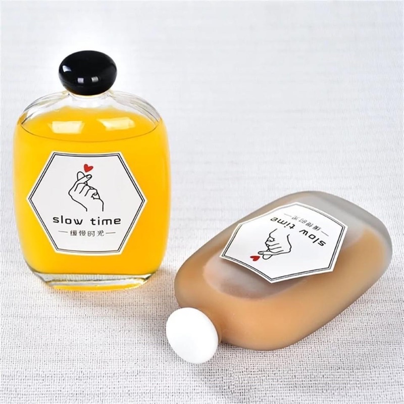 Chai Thuỷ Tinh Dẹt Nắp Nhựa 100ml, 250ml 350ml 500ml Đựng Cafe, Mật Ong, Sữa, Nước Ép siêu kute