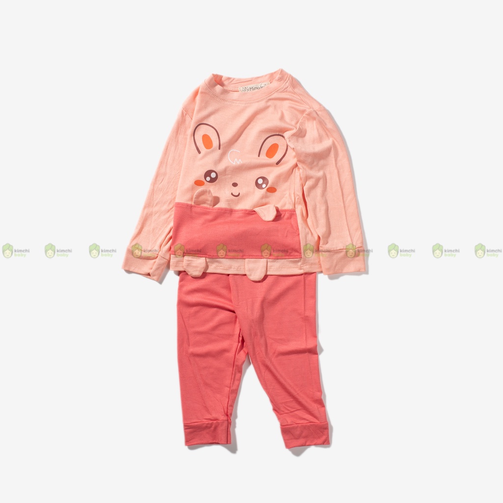 Bộ Dài Tay Thun Lạnh Cho Bé Trai, Bé Gái KIMCHIBABY Hoạ Tiết Hươu Vàng 3D,  Đồ Bộ Mặc Nhà Cho Bé Thu Đông KWTD2207