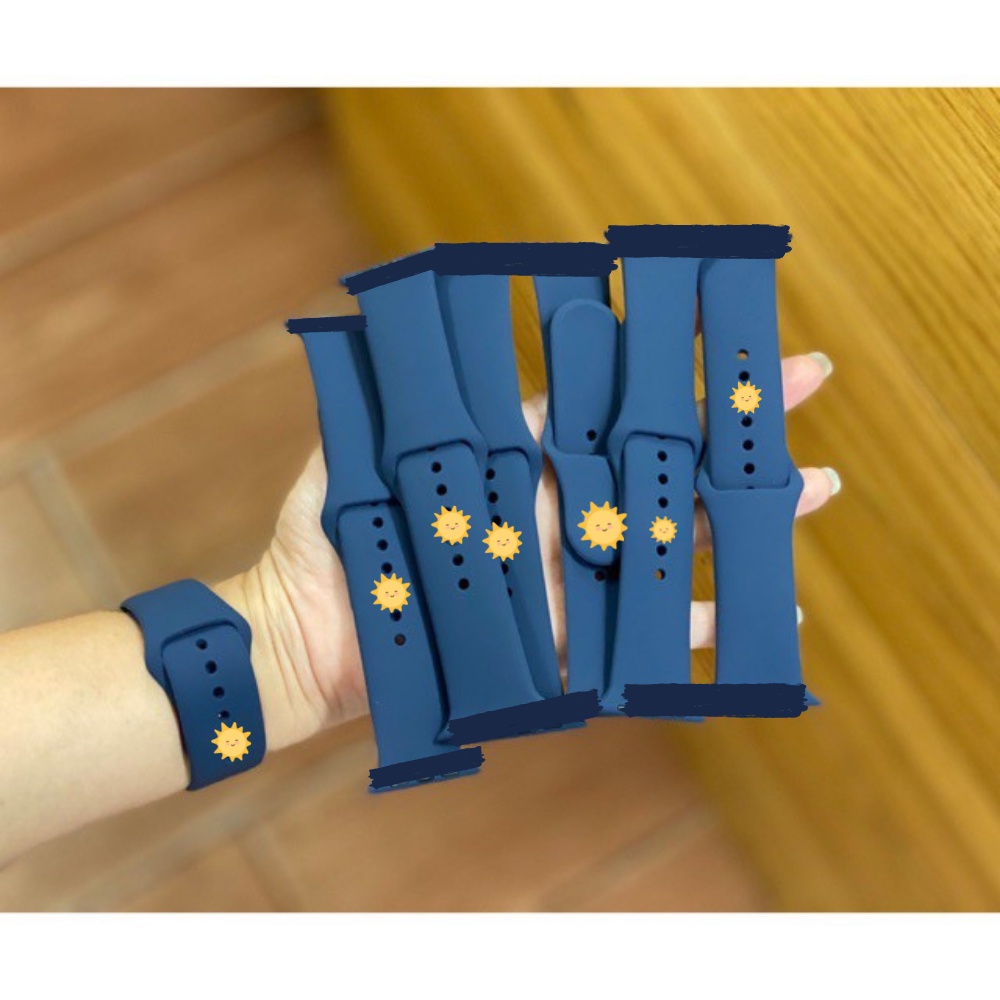 Dây silicon màu xanh navy dành cho AppIe Watch đồng hồ thông minh iWatch Series 1/2/3/4/5/6/SE size 38mm 40mm 42mm 44mm